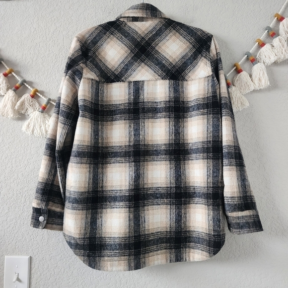 Blank NYC Plaid Wool Blend Shacket In Checked Out Oversize Grunge Retro Boho S - Picture 3 of 11